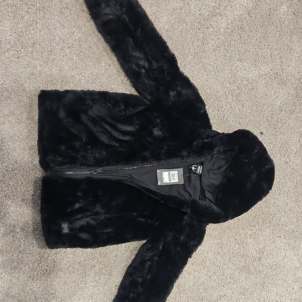 Under Armour Black Faux Fur Hooded Puffer for Kids NEW